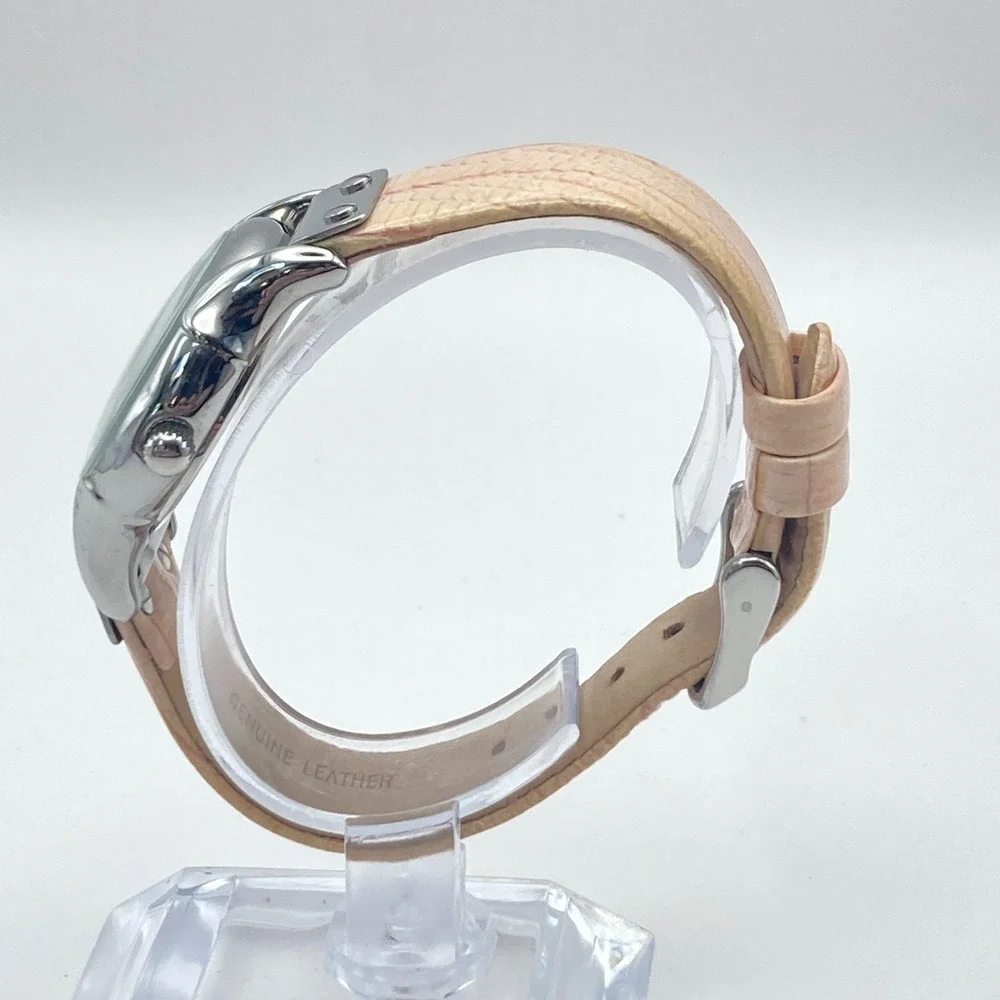 Anne Klein Women's Watch 31mm Silver Tone Peach Leather WR 30M New Battery 8